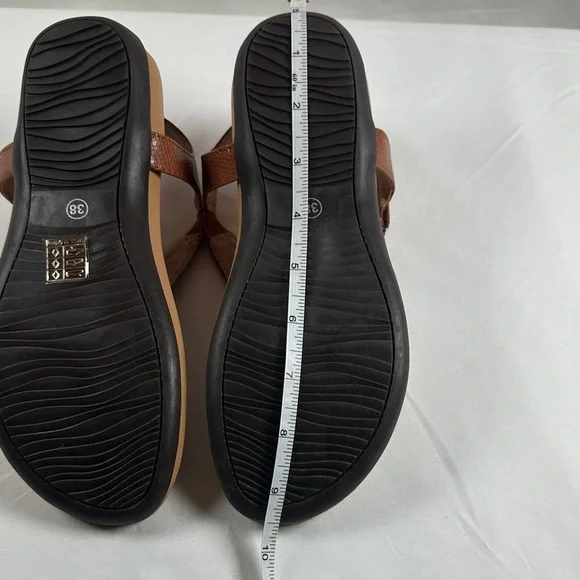 Women’s Brown Comfort T-Strap Sandals Soft Footbed Slip-On Thong Shoes Size 38 - Picture 8 of 8